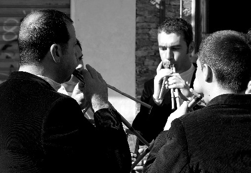 typical sardinian music in the streets